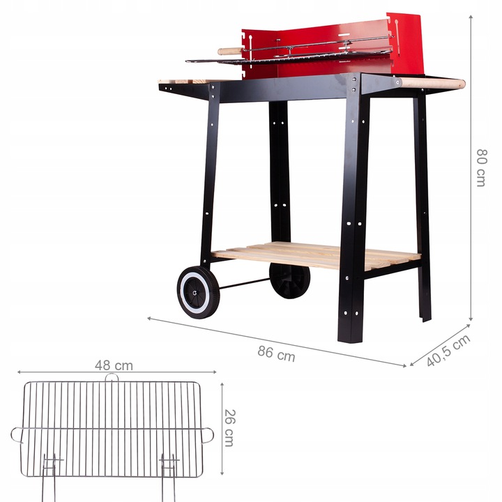 GRILL OGRODOWY WĘGLOWY PRZENOŚNY RUSZT KÓŁKA