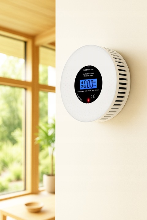 CZUJNIK CZADU DYMU TLENKU WĘGLA 2W1 CERTYFIKOWANY BEZPRZEWODOWY GŁOŚNY 85dB