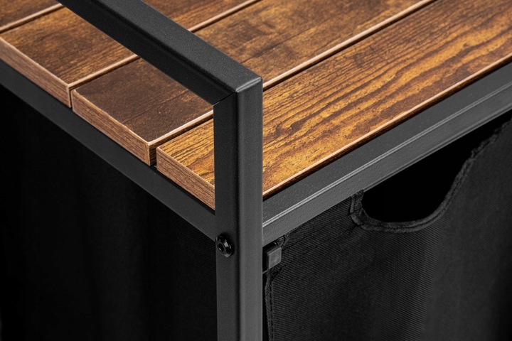 KOSZ na pranie bieliznę METALOWY LOFTOWY z półką PODWÓJNY pojemnik 80L