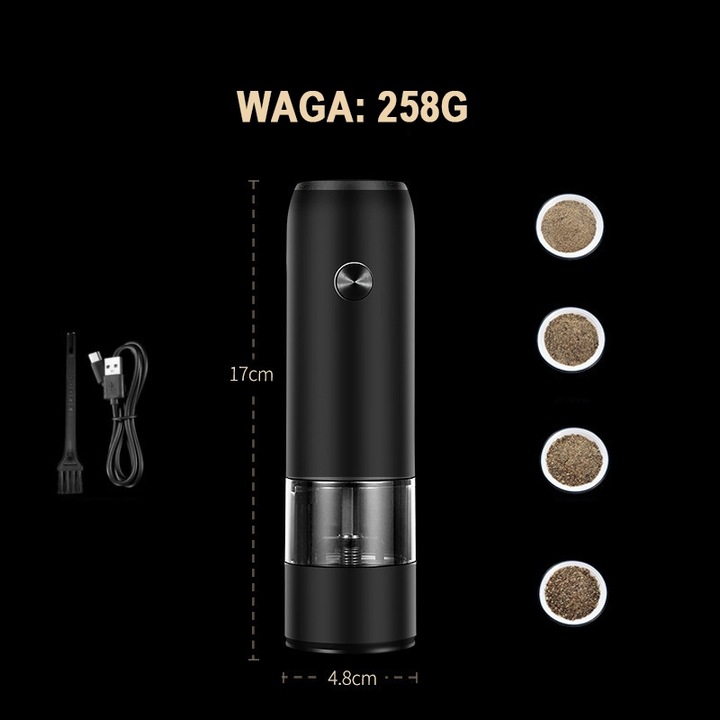 ELEKTRYCZNY MŁYNEK DO PIEPRZU I SOLI Z OŚWIETLENIA