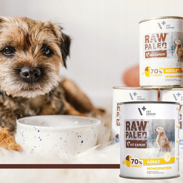 Mokra karma dla psów dorosłych indyk Raw Paleo 12 x puszka 800g