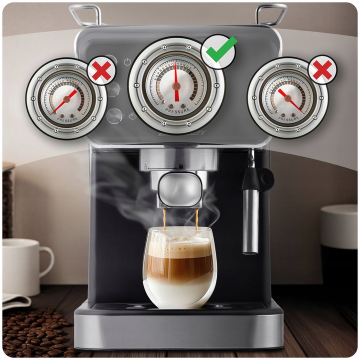 Ekspres do kawy ciśnieniowy kolbowy ze spieniaczem 20bar 1350W Berdsen