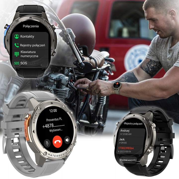 ZEGAREK MĘSKI Z GPS SMARTWATCH PROVENTUS MENU PL WODOODPORNY SPORT ROZMOWY