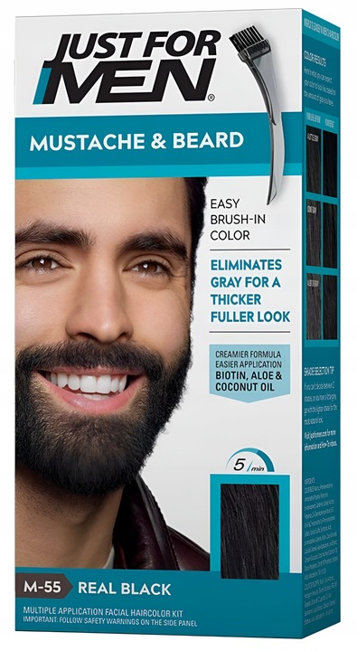 Farba do brody Odsiwiacz Just For Men M55 Czerń Czarna + Aplikator