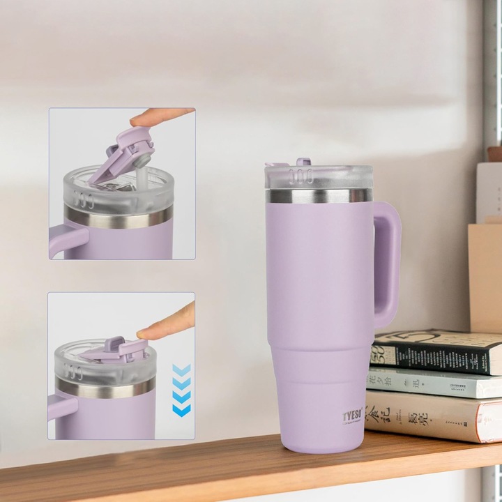 Kubek termiczny bidon na wode ze słomką teleskopową, termos do auta, 1200ml