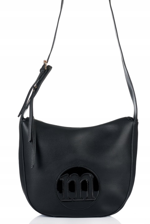 Torebka DUŻA Listonoszka MONNARI CZARNA LOGO Pojemna Praktyczna do pracy