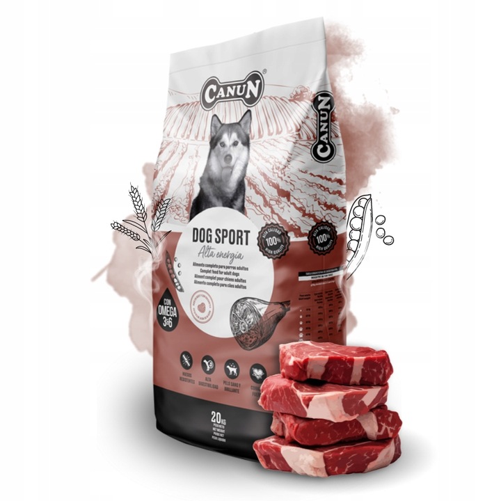 Canun dog menu sucha karma pełnoporcjowa dla psów sportowych WOŁOWINA 20kg