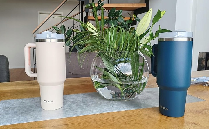 MEGA KUBEK TERMICZNY 1.2L UCHWYT SŁOMKA 2 POKRYWKI SZCZELNY