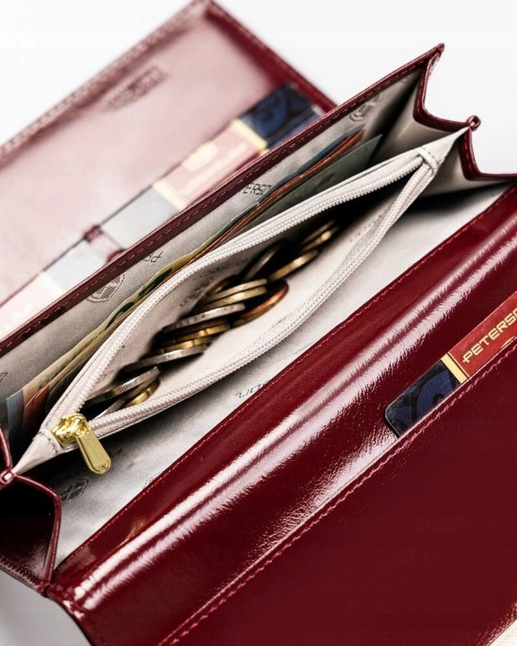 Portfel Peterson damski duży w kwiaty na suwak z ochroną kart RFID pojemny