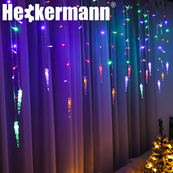 LAMPKI ZEWNĘTRZNE I WEWNĘTRZNE ŚWIĄTECZNE SOPLE 216 LED Z EFEKTEM ŚWIATEŁKA