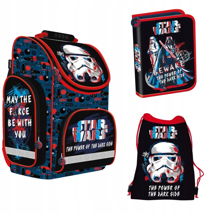 TORNISTER+PIÓRNIK+WOREK ZESTAW STAR WARS ST. MAJEWSKI