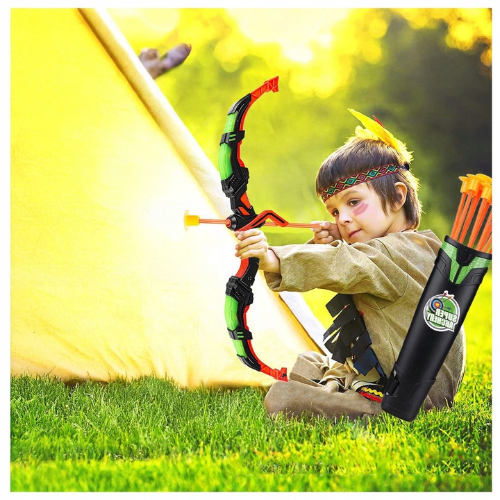 ŁUK DLA DZIECI Z TARCZĄ STRZAŁKAMI LED STRZELANIE DO CELU DUŻY ZESTAW XL