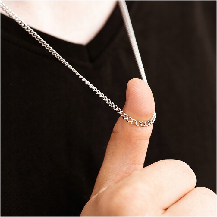 Łańcuszek męski ze stali chirurgicznej 316L srebrny splot Pancerka BLINGART