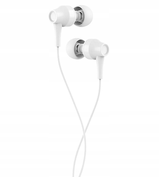 VIDVIE Przewodowe Słuchawki Wbudowany Mikrofon Przyciski 3.5mm BIAŁE