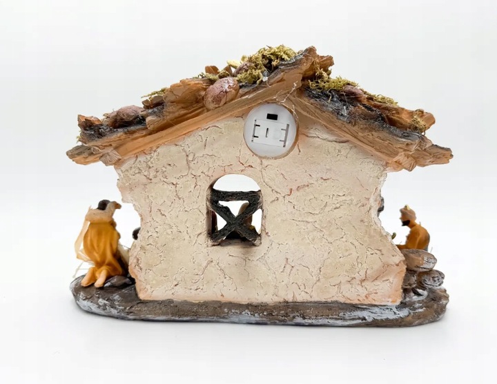 SZOPKA BOŻONARODZENIOWA KAMIENNA 30 CM Z OŚWIETLENIEM I FIGURAMI STAJENKA