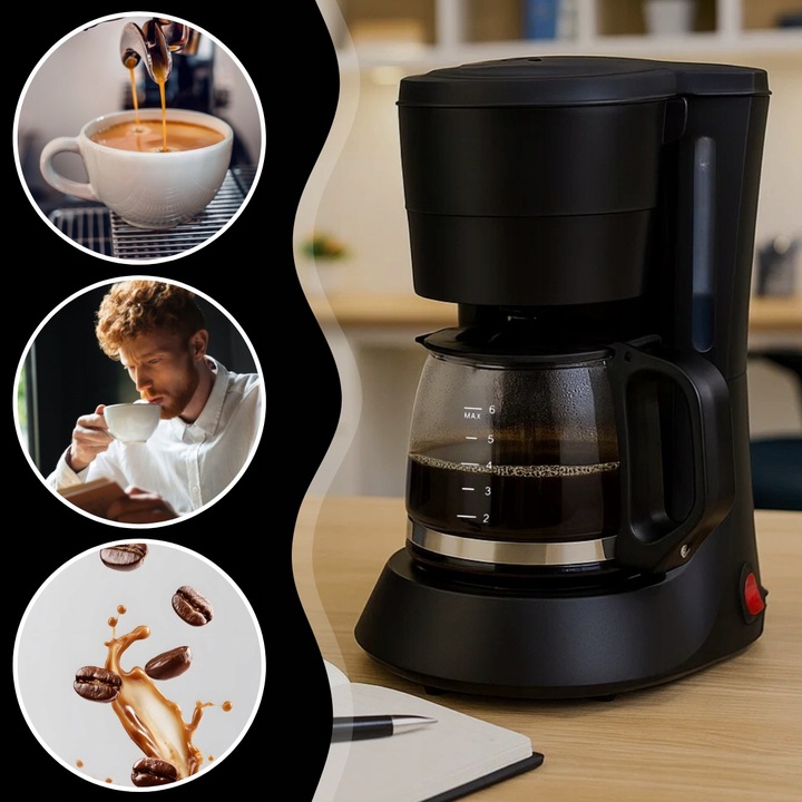 EKSPRES DO KAWY HERBATY KUCHENNY PRZELEWOWY 600ML BLOKADA KAPANIA 600W