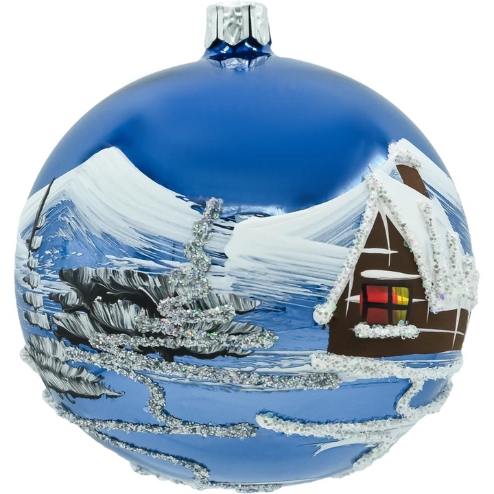 Bombka choinkowa ręcznie malowana - Zimowa Kraina: niebieska
