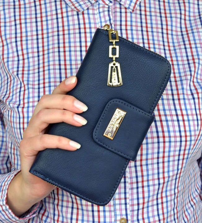 PORTFEL DAMSKI DUŻY TOREBKA NA ZAMEK PODWÓJNY MODNY ORGANIZER SUWAK STYLOWY