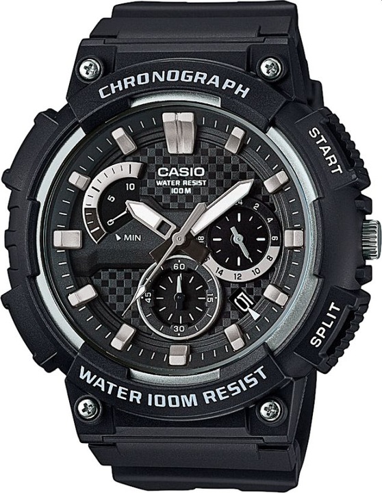 SPORTOWY ZEGAREK MĘSKI CASIO MCW-200H-1A CZARNY CHRONO Z DATĄ WR100 54mm
