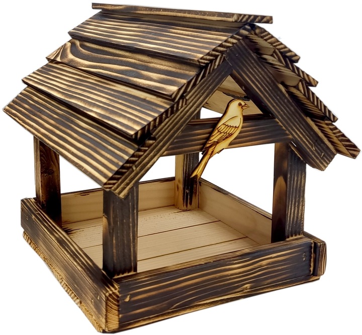 Karmnik Dla Ptaków Duży XXL Opalany Mocny Solidny Budka + Haki + Karma