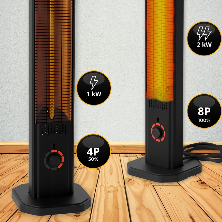 2w1 Promiennik podczerwieni ciepła tarasowy TOR 8 poziomów 2000W pilot