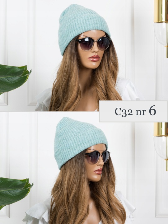 CZAPKA DAMSKA CIEPŁA Wywijana Zimowa czekoladowy brąz Beanie PREMIUM