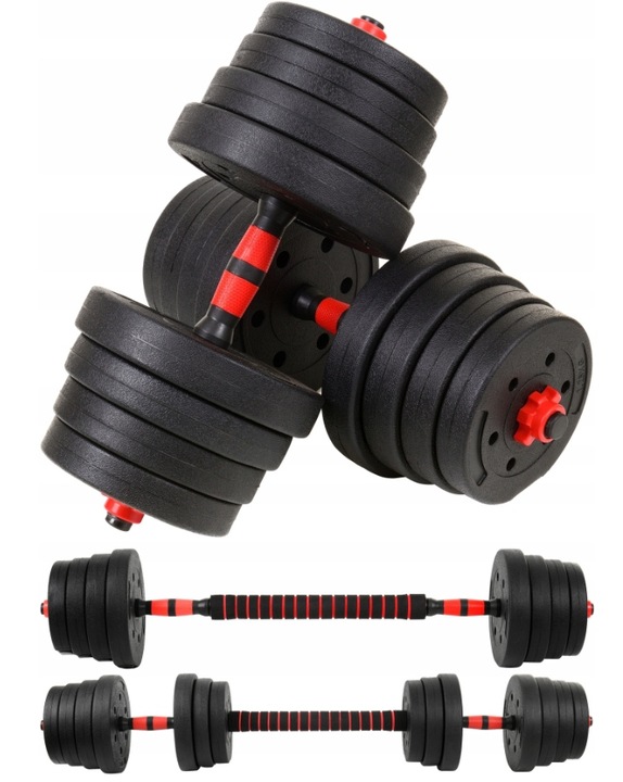 Hantle regulowane MEGA zestaw 3w1 bitumiczne z funkcją sztangi 2x 15 kg