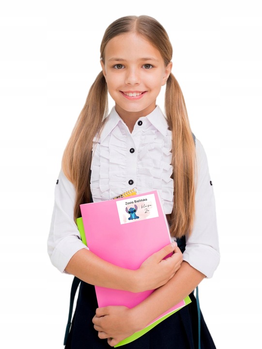 NAKLEJKI SZKOLNE imienne na zeszyty książki Stitch Stich 21szt. [szk6]