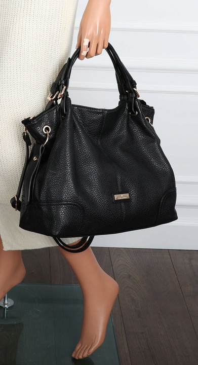 Torebka Damska shopperka A4 worek pojemna listonoszka modna CH3321 Czarna