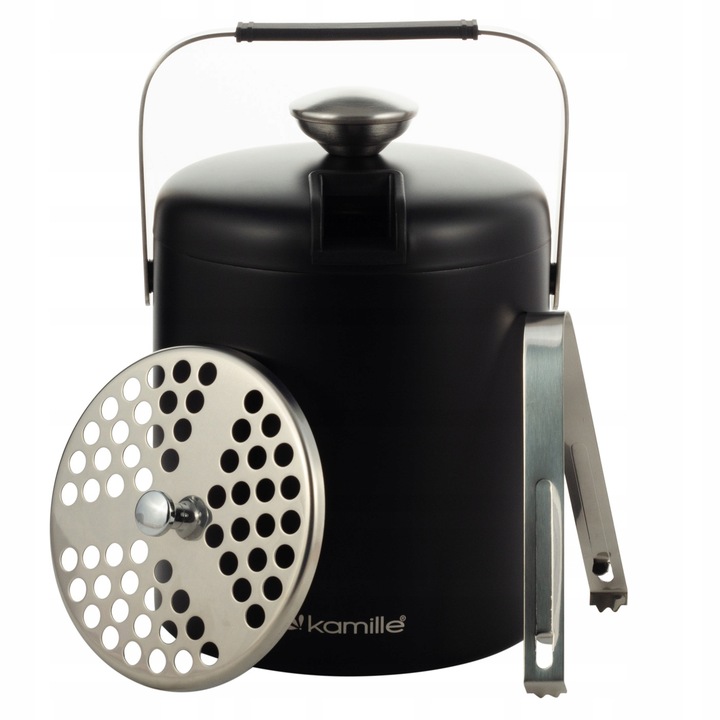 WIADERKO do LODU COOLER pojemnik TERMICZNY do chłodzenia CZARNY + szczypce