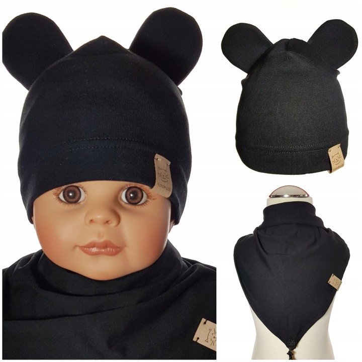 KOMPLET CHŁOPIECY CZAPKA MIKI + CHUSTKA CZAPECZKA CHUSTECZKA 3-12 MC 4WZORY