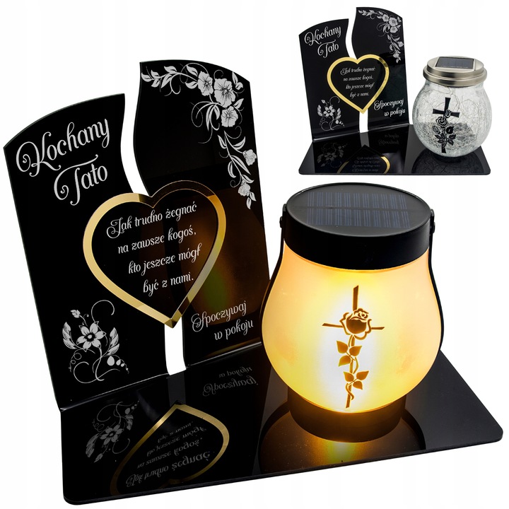 WIECZNY ZNICZ SOLARNY LED Statuetka dla TATY na Grób Wszystkich Świętych