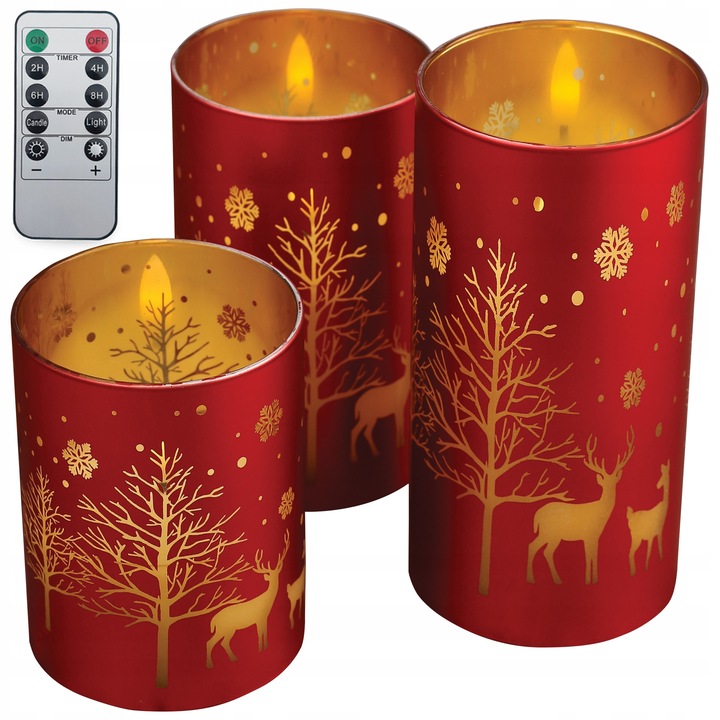 3 ŚWIECE ŚWIECZKI OZDOBNE LED DEKORACYJNE ŚWIĄTECZNE ŚWIĘTA + PILOT