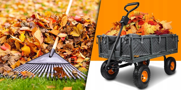 WÓZEK OGRODOWY TRANSPORTOWY PRZYCZEPKA TACZKA KOŁA PLANDEKA DO 400KG 100L