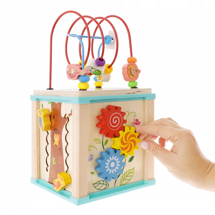 KOSTKA EDUKACYJNA MONTESSORI DREWNIANA PRZEPLATANKA LABIRYNT