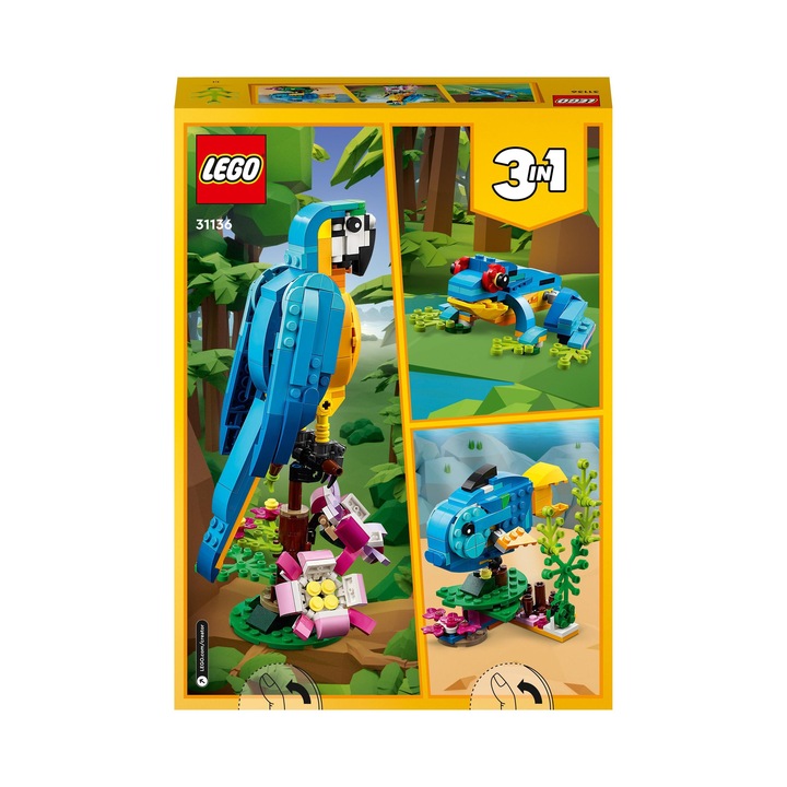 LEGO Creator 3 w 1 31136 Egzotyczna papuga 3w1 Żaba Ryba