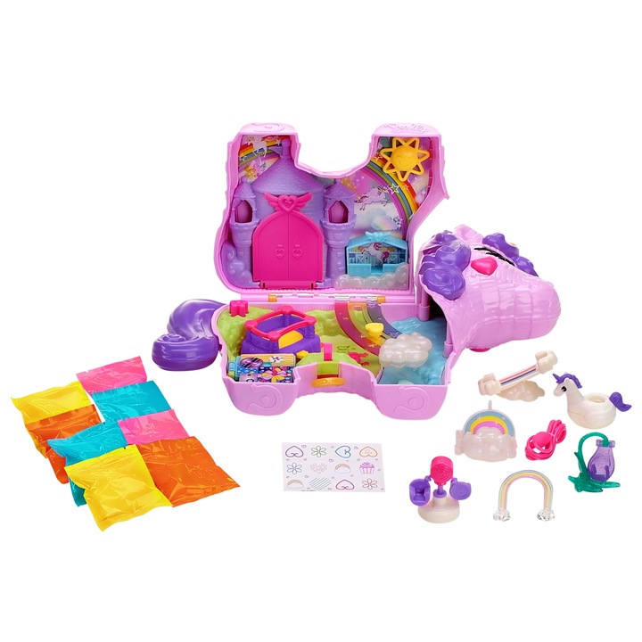 POLLY POCKET JEDNOROŻEC WALIZKA PINIATA UNICORN PARTY ZESTAW FIGURKI GVL88