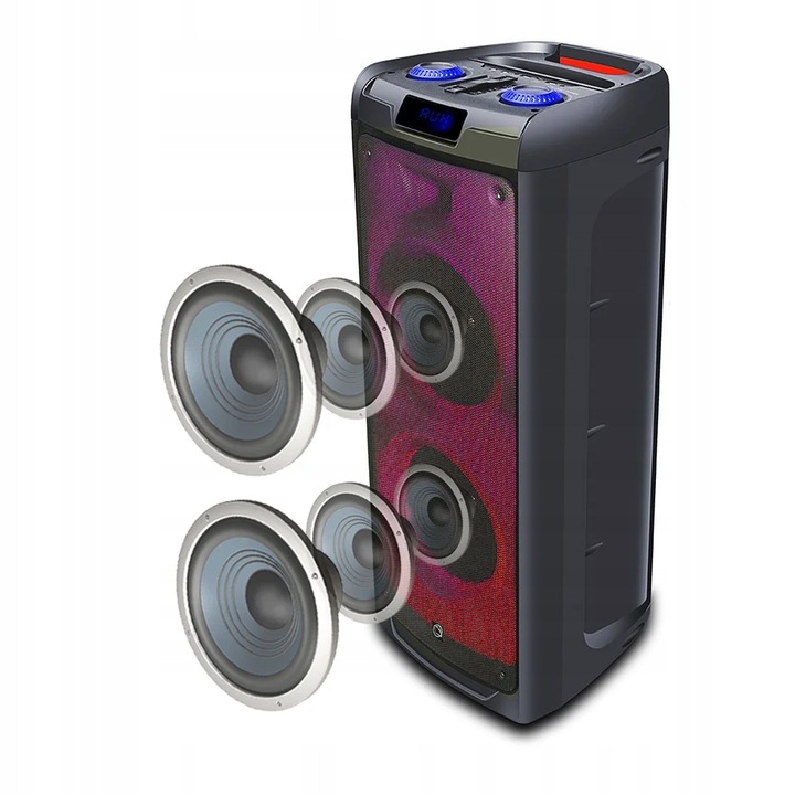 GŁOŚNIK BLUETOOTH PRZENOŚNY KARAOKE MANTA 100W USB