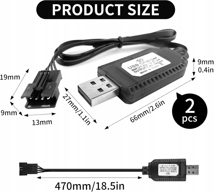2 szt. Uniwersalna ładowarka akumulatorów USB do akumulatorów LiPo 7.4 V 2