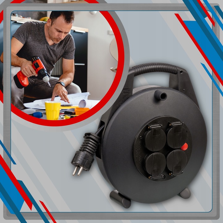 Przedłużacz bębnowy mini na bębnie 4 gniazda kabel 8 m Brennenstuhl