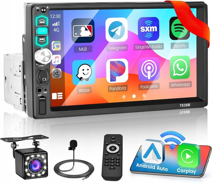RADIO SAMOCHODOWE BLUETOOTH WYŚWIETLACZ 7"KAMERA COFANIA ZESTAW UNIWERSALNY