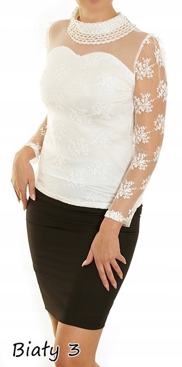 ELEGANCKA koronkowa BLUZKA z kołnierzykiem 835#