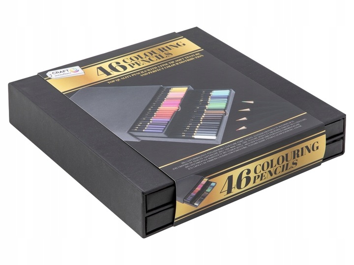 KREDKI OŁÓWKOWE PROFESJONALNE MIĘKKIE ZESTAW DO RYSOWANIA KREDEK 46 KOL