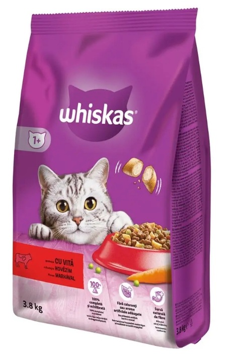 WHISKAS SUCHA KARMA DLA KOTÓW DOROSŁYCH WOŁOWINA 3,8 KG