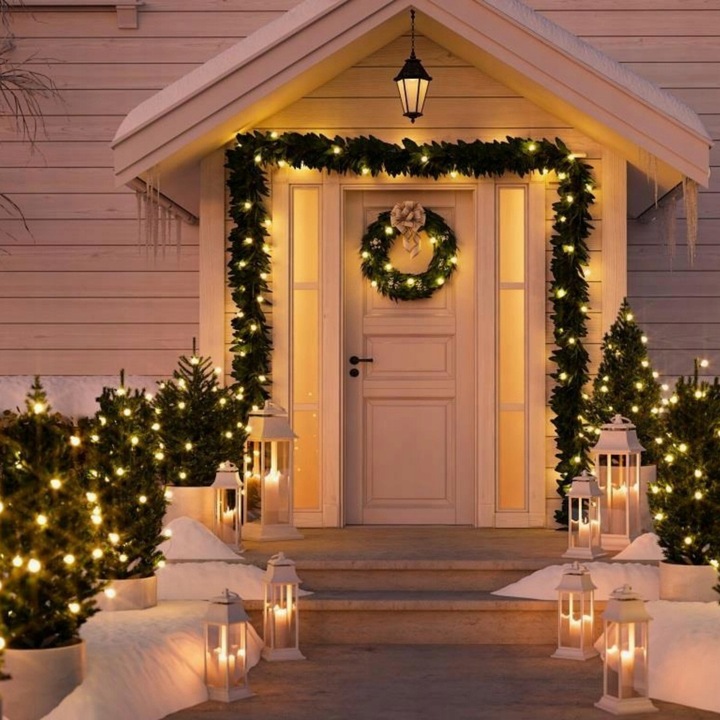 LAMPKI CHOINKOWE 300 LED STAŁE + FLASH ZEWNĘTRZNE ŚWIATEŁKA BIAŁE CIEPŁE