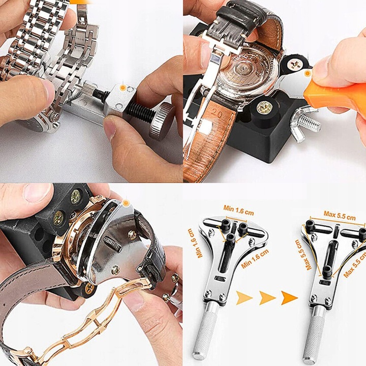 ZESTAW ZEGARMISTRZOWSKI NARZĘDZIA KLUCZ ETUI DO NAPRAWY ZEGARKÓW 162EL