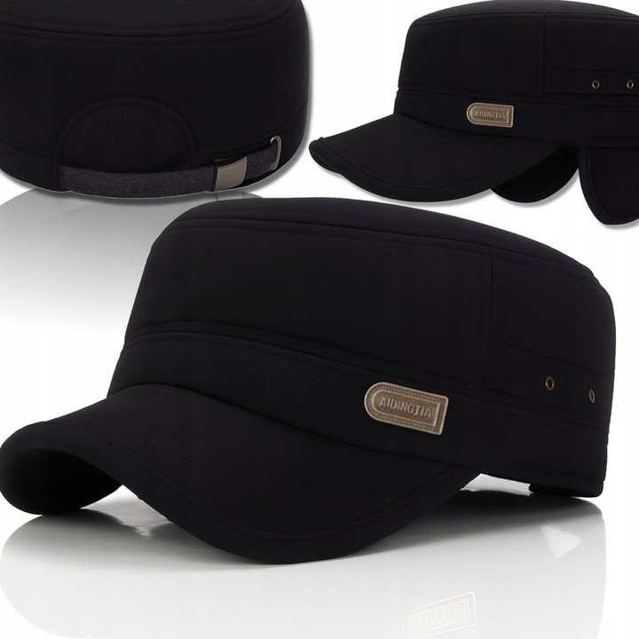 CIEPŁA CZAPKA ZIMOWA Z DASZKIEM NAUSZNIKAMI MĘSKA USZATKA OCIEPLANA PILOTKA