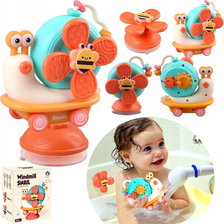 ŚLIMAK JEŻDZĄCY SENSORYCZNY DLA DZIECI ZABAWKA SPINNER DO KĄPIELI WIATRAK