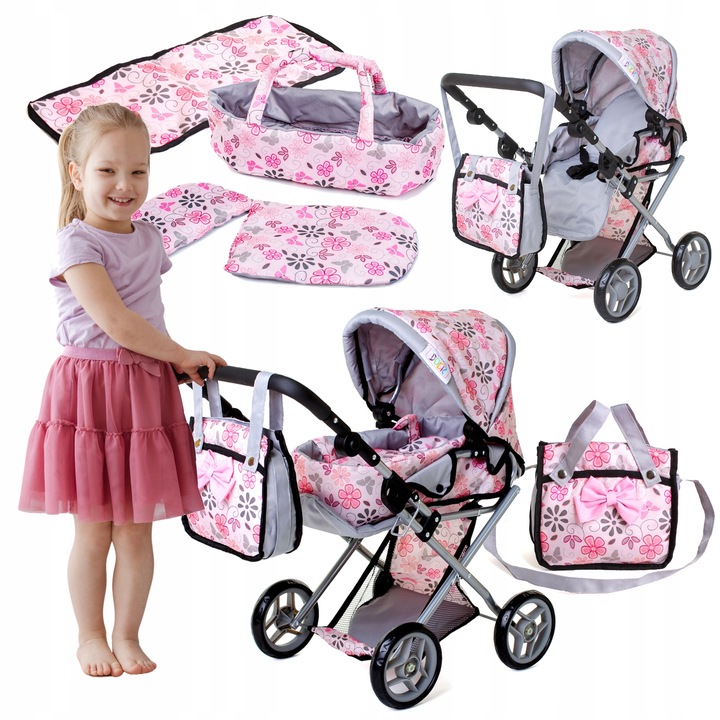 Doris WÓZEK DLA LALEK 3w1 głęboki spacerowy TORBA TOREBKA przewijak