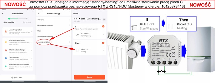 4x Głowica RTX Termostat + Bramka Zigbee WiFi Tuya SET